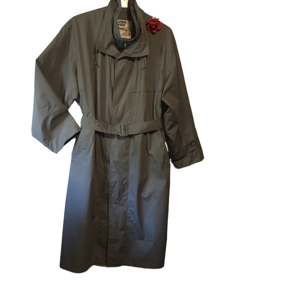 Trench Coat London Towne Limits Rain All Weather Slate  Coat Gray with belt 46R…